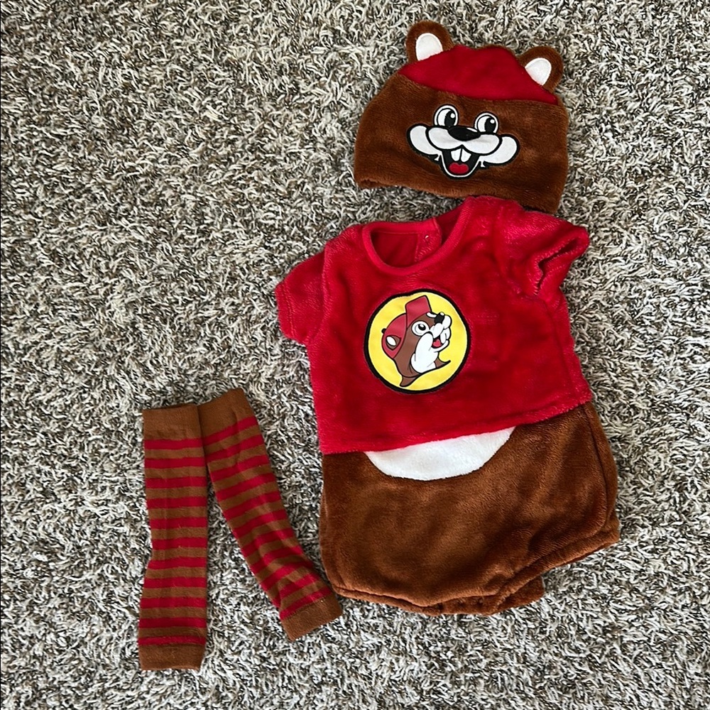 Buc-ee’s Red and Brown beaver 12M Baby Outfit